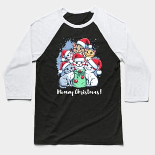 Meowy Christmas Baseball T-Shirt